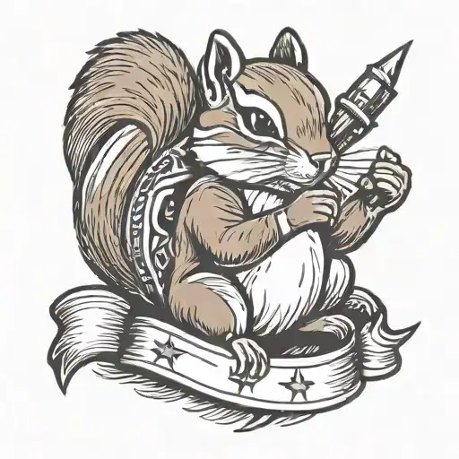  a cool chipmunk fighter   tattoo design idea