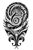 Suite of Fibonacci spiral composed tattoo design idea