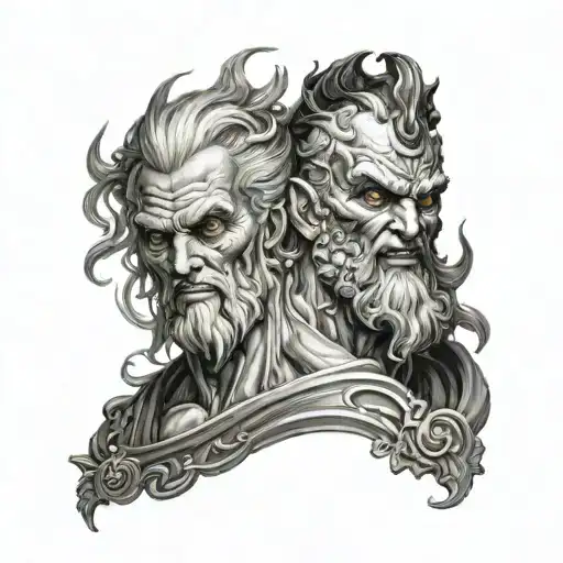 zues vs hades tattoo design idea