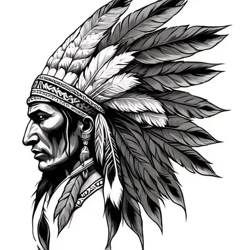 Indian warrior Plume tattoo design idea