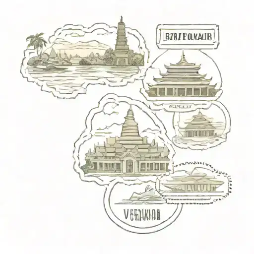 Travel Stamps Vietnam, Thailand, Cambodia, South Korea tattoo design idea