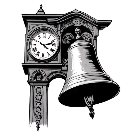 alarm clock bell tower shape tattoo design idea