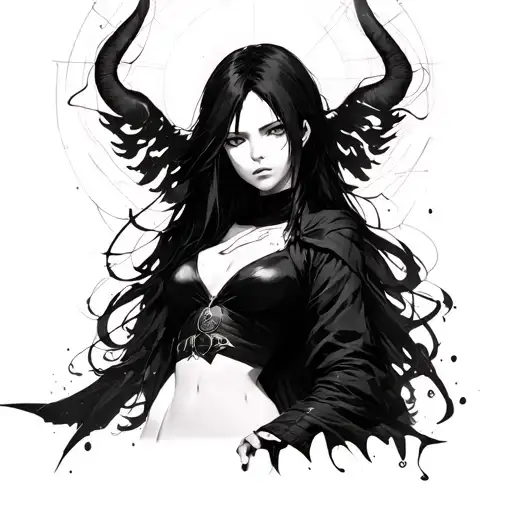 Create a tattoo design featuring the main character, Re-l Mayer, from the anime Ergo Proxy, adding a couple of small ele tattoo design idea