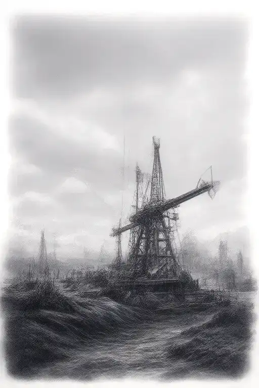 oilfield landscape tattoo design idea