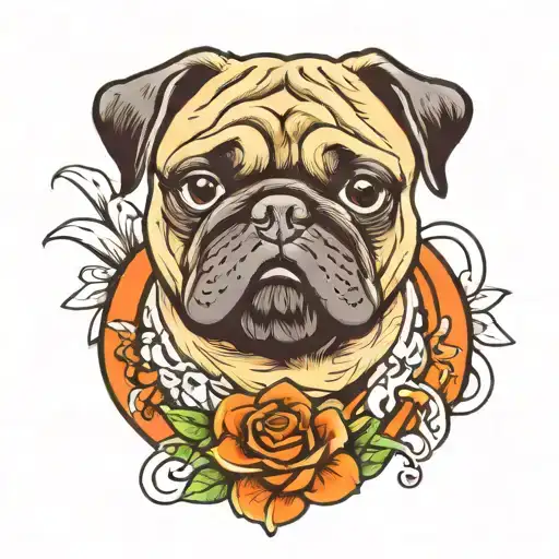 pug dog tattoo design idea