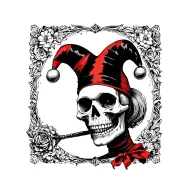 Skeleton jester tattoo design idea