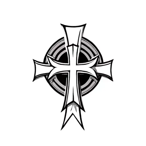 judas priest metal cross traditional logo tattoo design idea