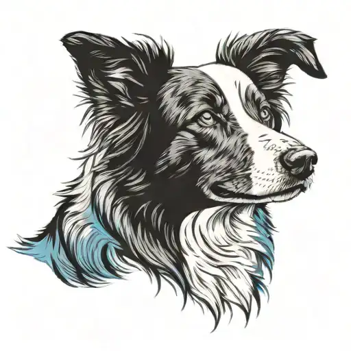 border collie blue merle corgi ears outline tattoo design idea