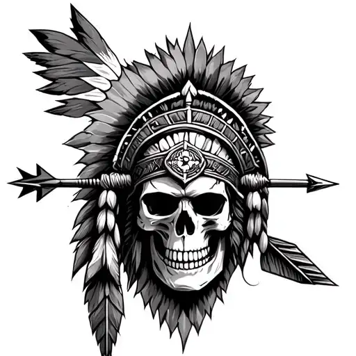 native warrior skull arrow compass sleeve tattoo design tattoo design idea