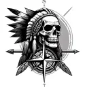 native warrior skull arrow compass sleeve tattoo design tattoo design idea