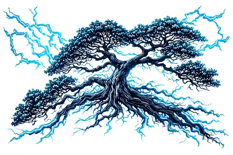 Combination of nature and energy: make a tree, but instead of the usual branches, use lines resembling lightning to conn tattoo design idea