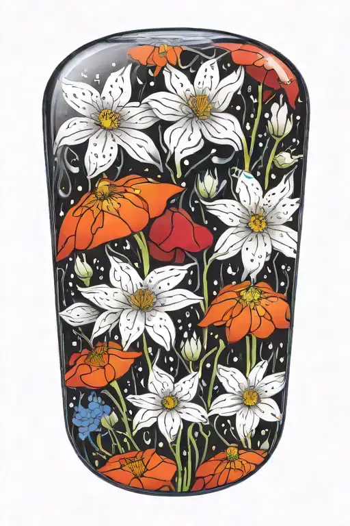 wildflowers growing inside a rain drop flower intertwined tattoo design idea