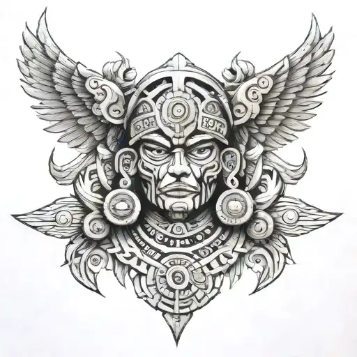 aztec god of underworld tattoo design idea
