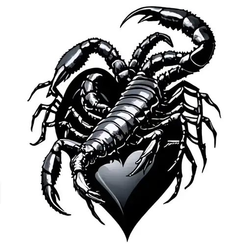 SCORPION OVER A BLACK HEART MILITARY tattoo design idea