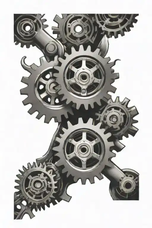 Gears ripping through skin tattoo design idea