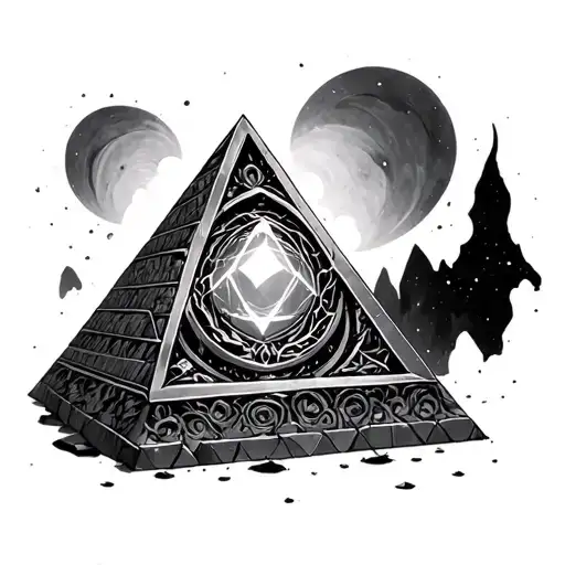 A hollow pyramid with a tesseract inside. tattoo design idea