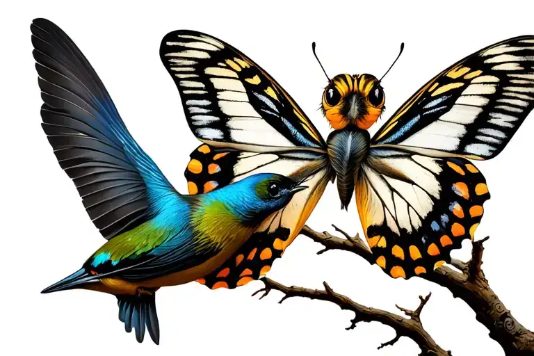 semicolon female eastern tiger swallow butterfly over cacoon on branch tattoo design idea