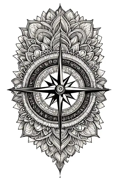 Mandala Compass tattoo design idea