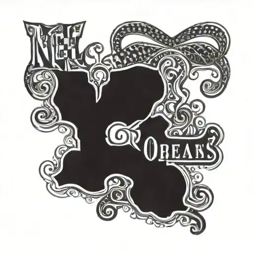 new orleans words with mardi gras tattoo design idea