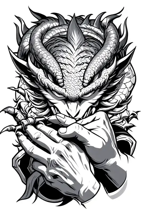 Creation of Adam Hands touching, with DBZ Shenron tattoo design idea