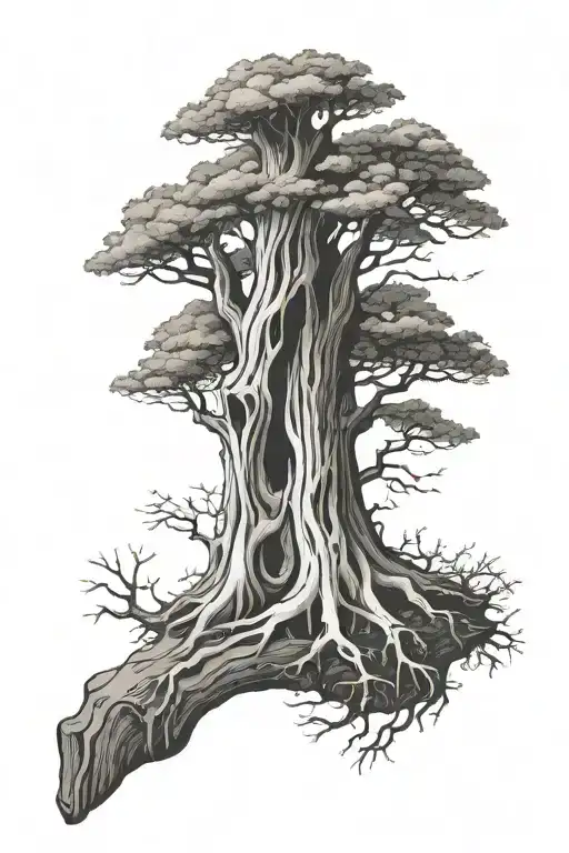 radius bone transition to tree root tattoo design idea