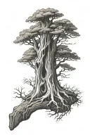 radius bone transition to tree root tattoo design idea