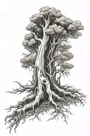 radius bone transition to tree root tattoo design idea