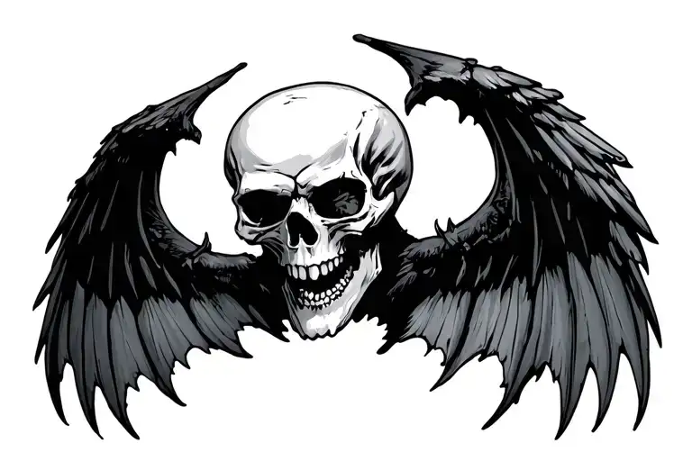 deathbat image skull wings spread tattoo design idea
