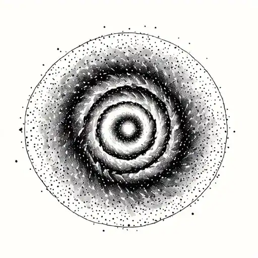Fibonacci spiral shaped galaxy tattoo design idea