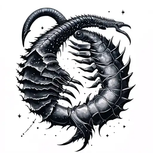 Aquarius Capricorn Scorpio constellation intertwined tattoo design idea