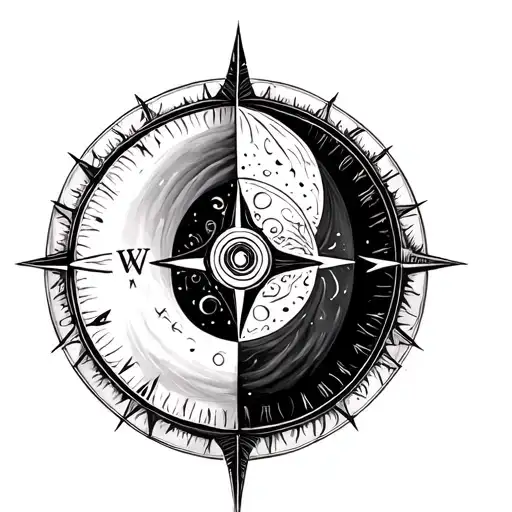 Yin Yang Compass tattoo design idea