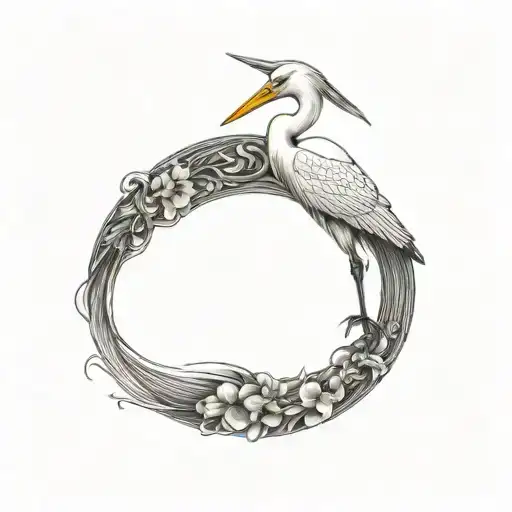cover up egret tattoo design idea