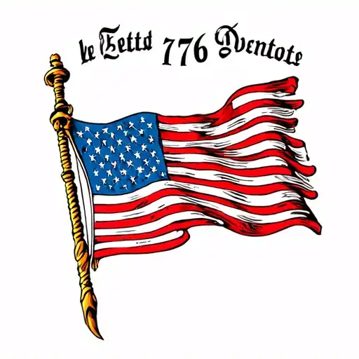 American flag 1776 tattoo design idea