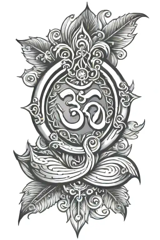 om trishul Om and damru tattoo design idea