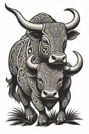 minimalist  polynesian Bull with date 29 04 2017 and 29 04 2020 integrated tattoo design idea