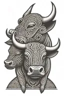 minimalist  polynesian Bull with date 29 04 2017 and 29 04 2020 integrated tattoo design idea