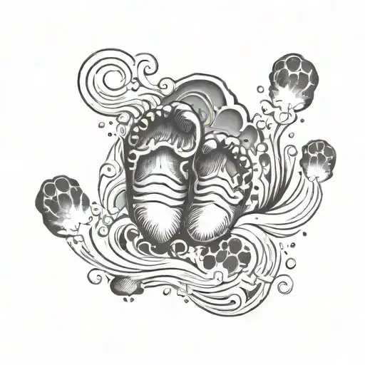 manly baby footprint with "Amelia"  tattoo design idea