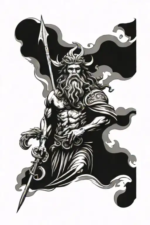 poseidon god tattoo design idea