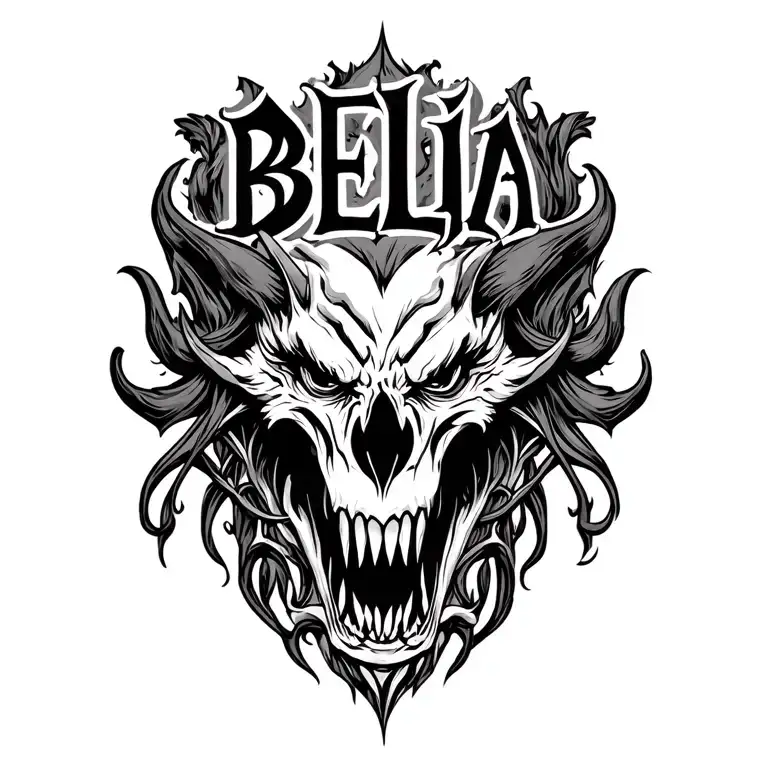 "B E L I A L" BELIAL DEMON tattoo design idea