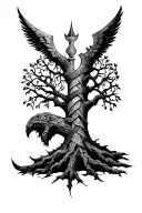 gladiator, Braveheart, tree of life intertwined tattoo design idea