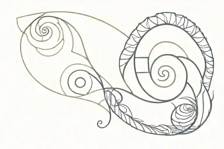 fibonacci spiral and ammonite tattoo tattoo design idea