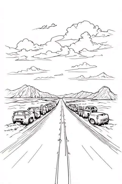 road leading into cross tattoo design idea