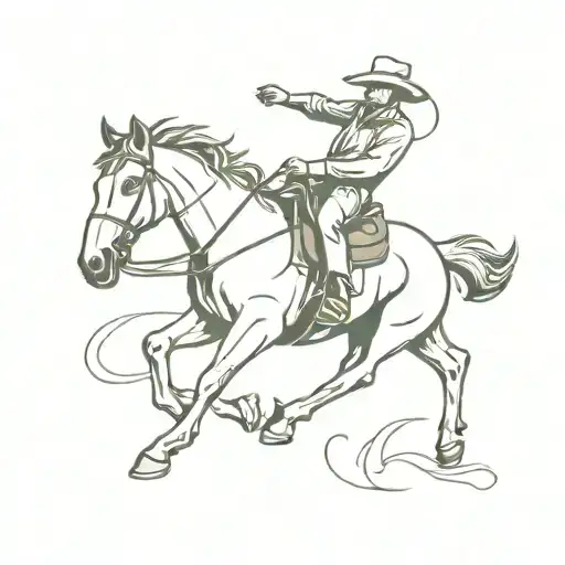 Cowboy bucking a horse tattoo design idea
