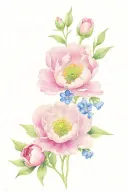 peony, delphinium, poppy flower tattoo design idea