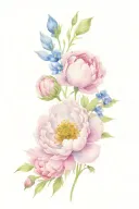 peony, delphinium, poppy flower tattoo design idea
