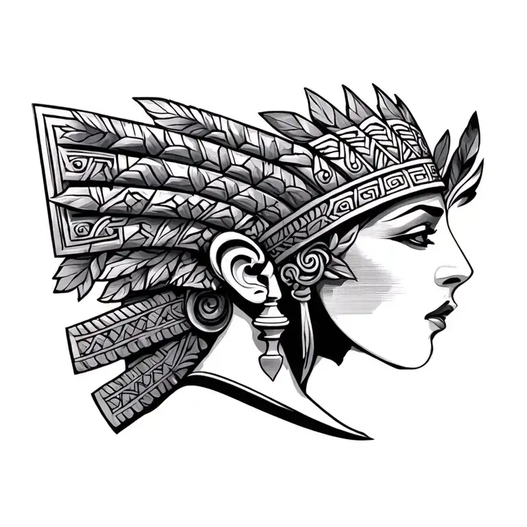 Aztec queen chess piece tattoo design idea