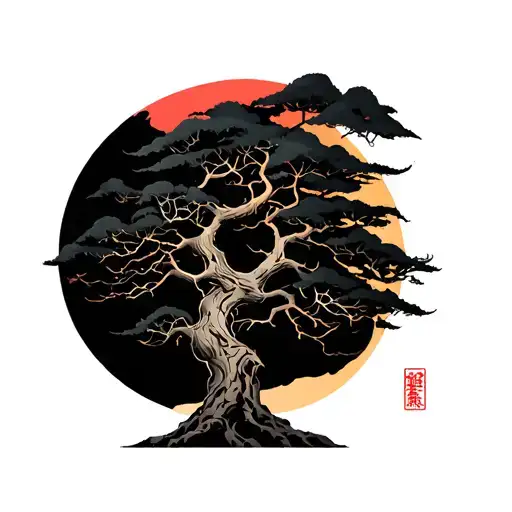 tree with no leaves with colour like xxxtentacion tattoo design idea