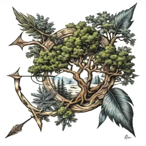 I want a tattoo thatll have an arrow that in the edge of it itll have a cedar tree , im Sagittarius,my name is cedar tattoo design idea