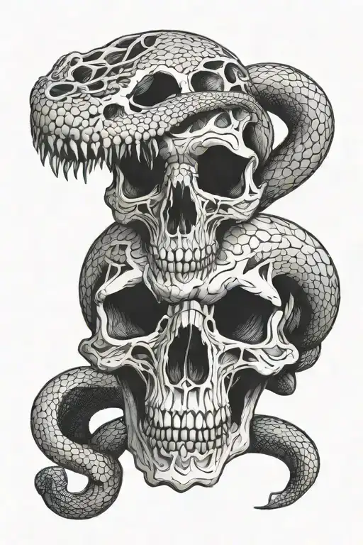 snake tattoo featuring animal skull wearing tattoo design idea
