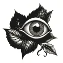 A detailed coffee plant growing out of an eye, symbolizing the client's love for coffee and their keen vision for quality tattoo design idea